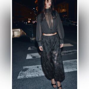 Zara Sheer Black Sequined Balloon Pants